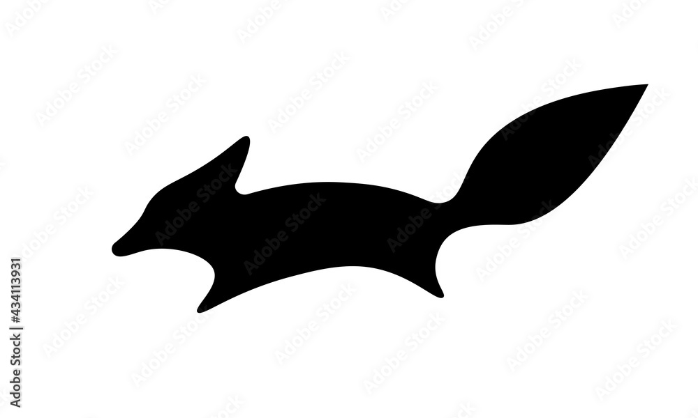 A fox symbol isolated, black running fox icon, a fox silhouette, a black fox sign, wild forest animal in motion A fox symbol isolated, black running fox icon, a fox silhouette, a black fox sign, wild forest animal in motion