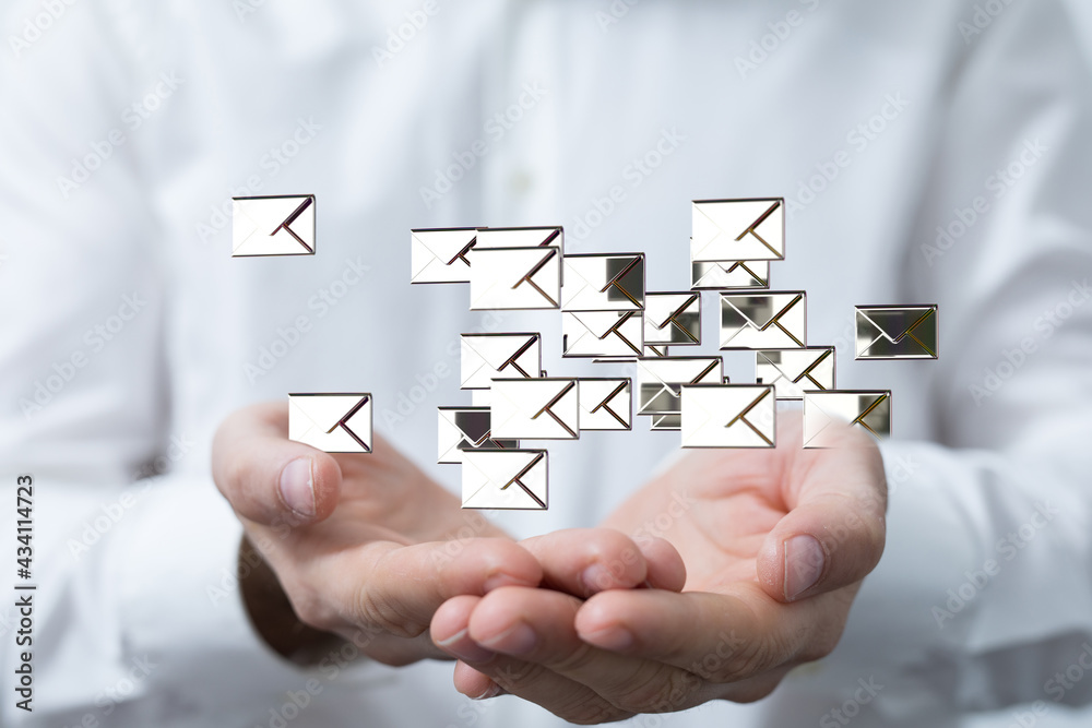 email icon concept in hand background email icon concept in hand background