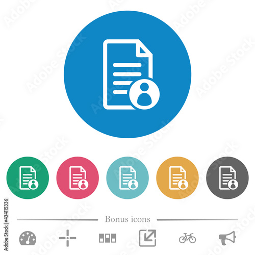 Document owner flat round icons
