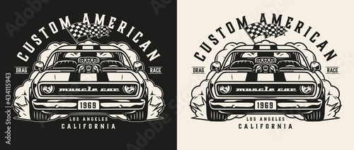 Custom american car vintage monochrome logo