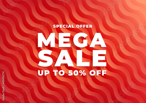 Mega Sale, Summer sale banner. Red background special offers and promotion template design.