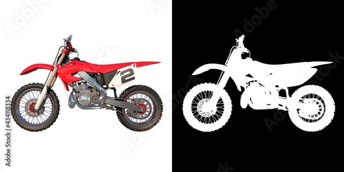 Cuadro en lienzo off road motorcycle motocross 1- Lateral view white background alpha png 3D Rend