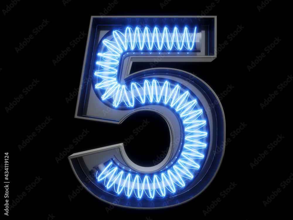 Light bulb spiral digit alphabet character 5 five font Light bulb spiral digit alphabet character 5 five font