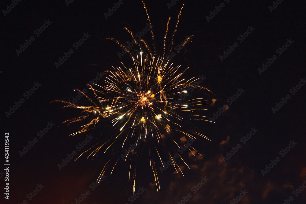 Bright fireworks in the night sky Bright fireworks in the night sky