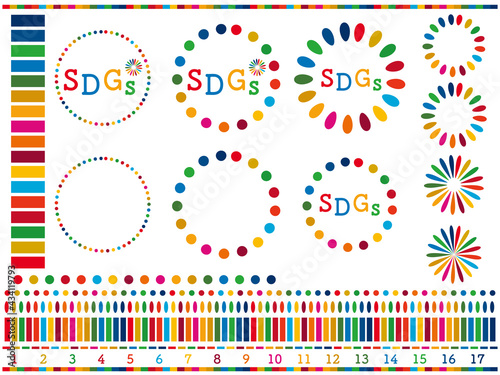 SDGsイメージの17色のフレームやラインのベクター素材セット