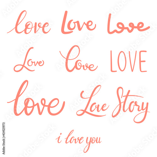 Love handwriting set , isolated on white background , Vector Illustration EPS 10