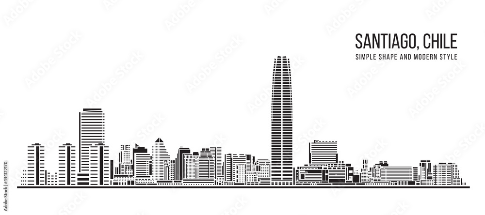 Cityscape Building Abstract Simple shape and modern style art Vector design -  Santiago, chile