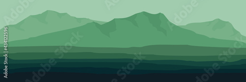 mountain landscape sunset flat desig vector illustration for wallpaper and background