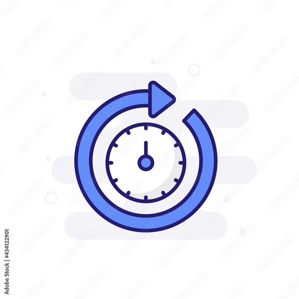 Round The Clock vector filled outline icon style illustration. EPS 10 File