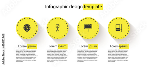 Set Road warning two way traffic, Stop sign, Billboard with lights and . Business infographic template. Vector