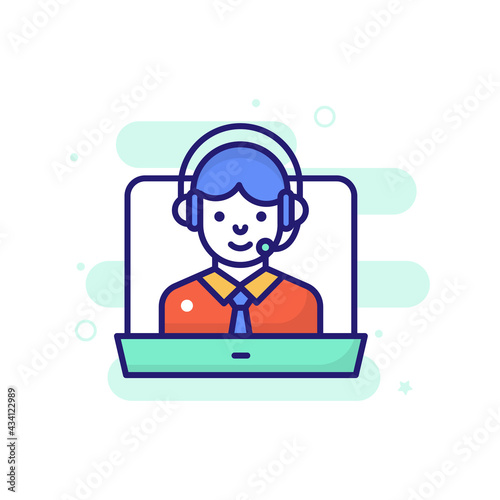 Online Support vector filled outline icon style illustration. EPS 10 File
