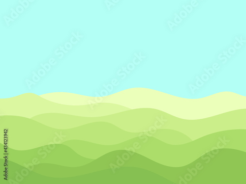 Natural landscape in a minimalistic style. Plains and mountains, fields and meadows. Typographic boho decor for prints, posters and interior design. Mid Century modern decor. Vector illustration © andyvi