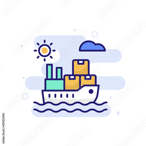 Cargo Ship vector filled outline icon style illustration. EPS 10 File