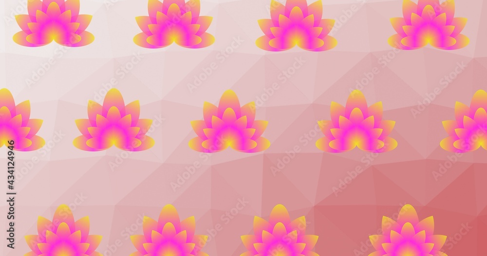 Illustration of rows of pink flowers on pink background Illustration of rows of pink flowers on pink background