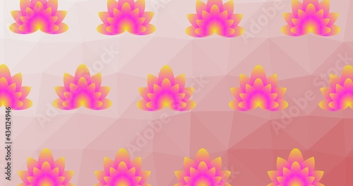 Illustration of rows of pink flowers on pink background