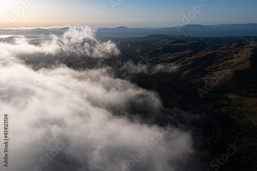 The marine layer sweeps over the serene hills of the East Bay, just east of San Francisco Bay, California. This area has a number of parks and open spaces available to explore by hiking and biking.