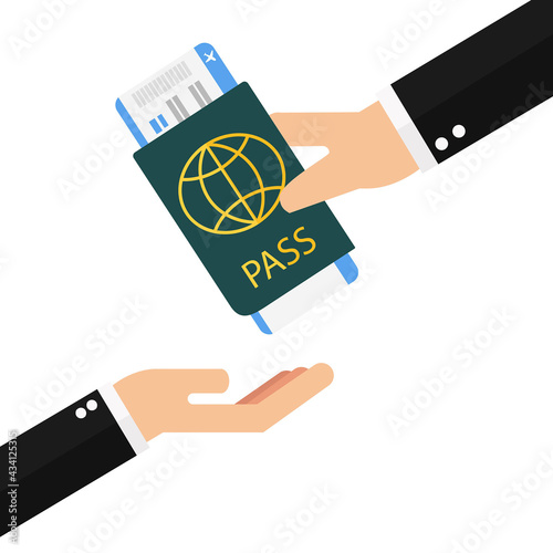 Businessman Receiving Boarding Pass and Passport from check-in Attendant