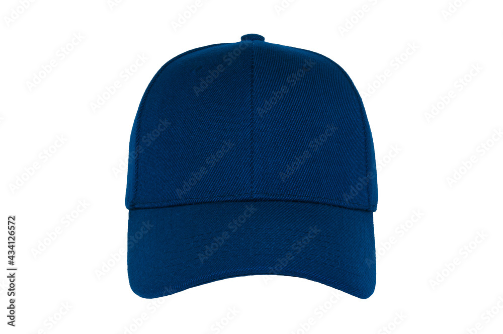 Baseball cap color navy close-up of front view on white background
 - obrazy, fototapety, plakaty 