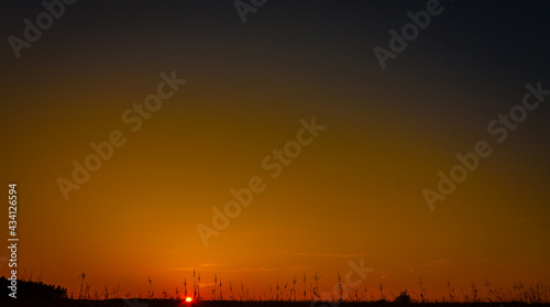 Sunset with clear sky, plenty of copy space