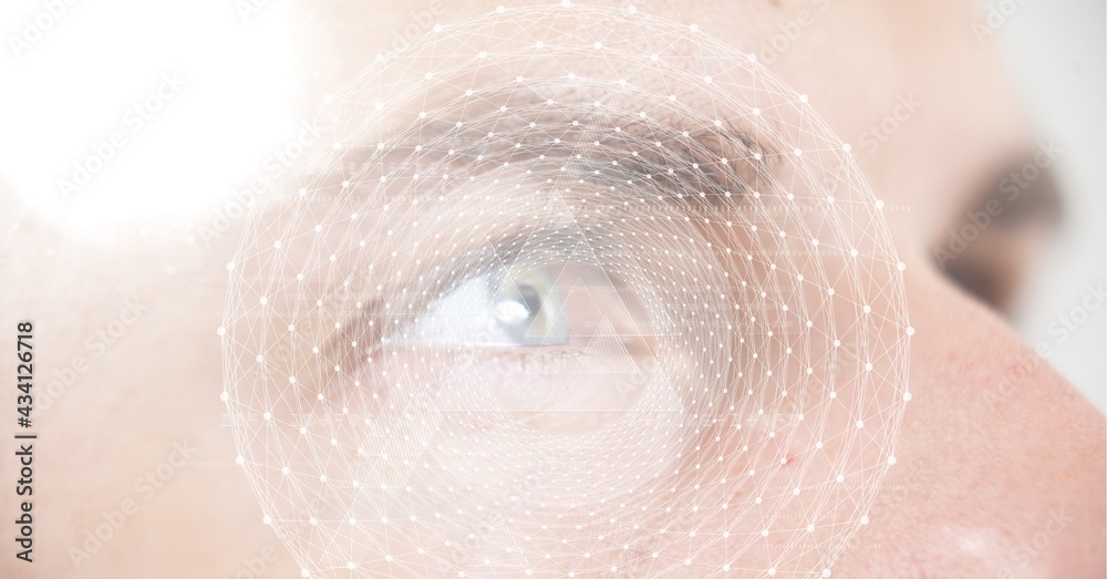 Fototapeta premium Composition of scope scanning over man's face