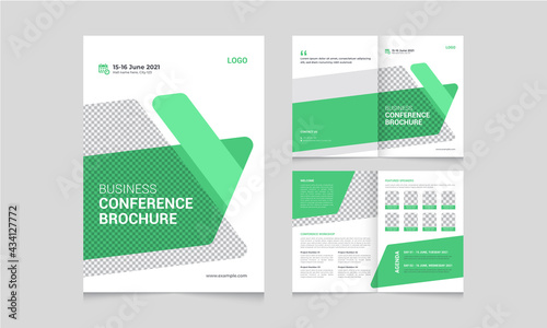 Business conference bifold Brochure template design with corporate idea layout