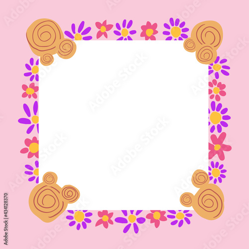 Abstract floral frame pattern background. Design for invitation, card, sertificate etc. Vector hand drawn illustration