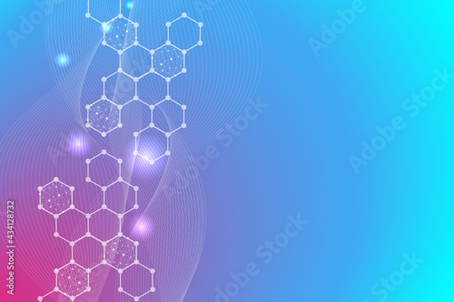 Hexagonal abstract background. Big Data Visualization. Global network connection. Medical, technology, science background. Vector illustration. © pro500