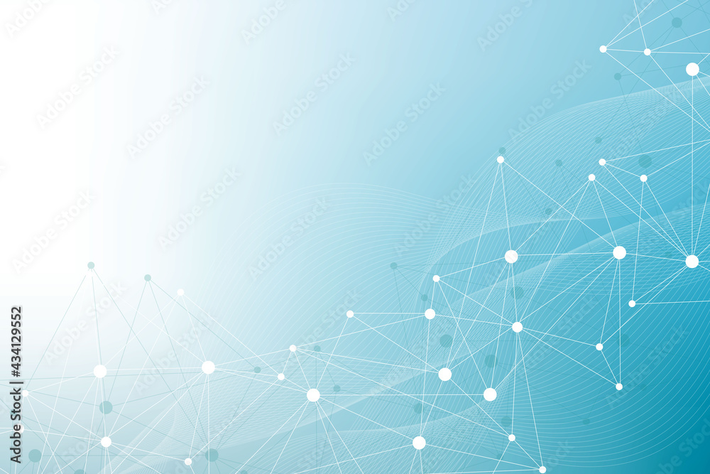 Geometric abstract background with connected line and dots. Structure molecule and communication. Big Data Visualization. Medical, technology, science background. Vector illustration. Geometric abstract background with connected line and dots. Structure molecule and communication. Big Data Visualization. Medical, technology, science background. Vector illustration.