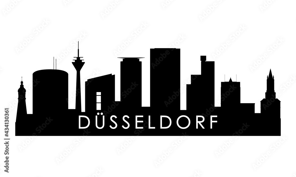 Naklejka premium Dusseldorf skyline silhouette. Black Dusseldorf city design isolated on white background.