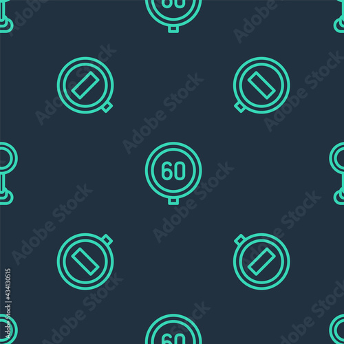 Set line Speed limit traffic, Stop sign and Road on seamless pattern. Vector