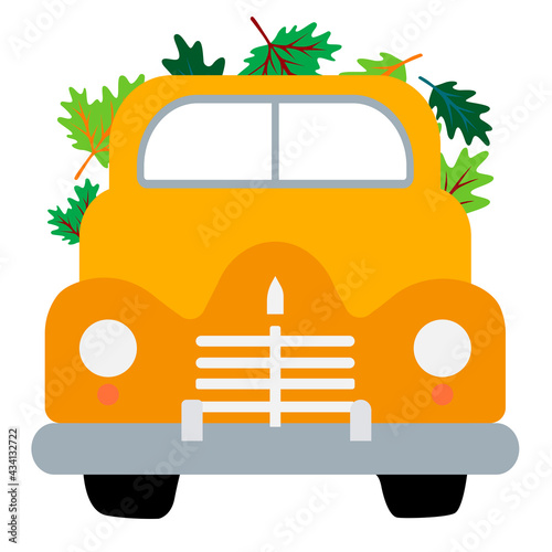 Yellow Pickup truck vector art illustration