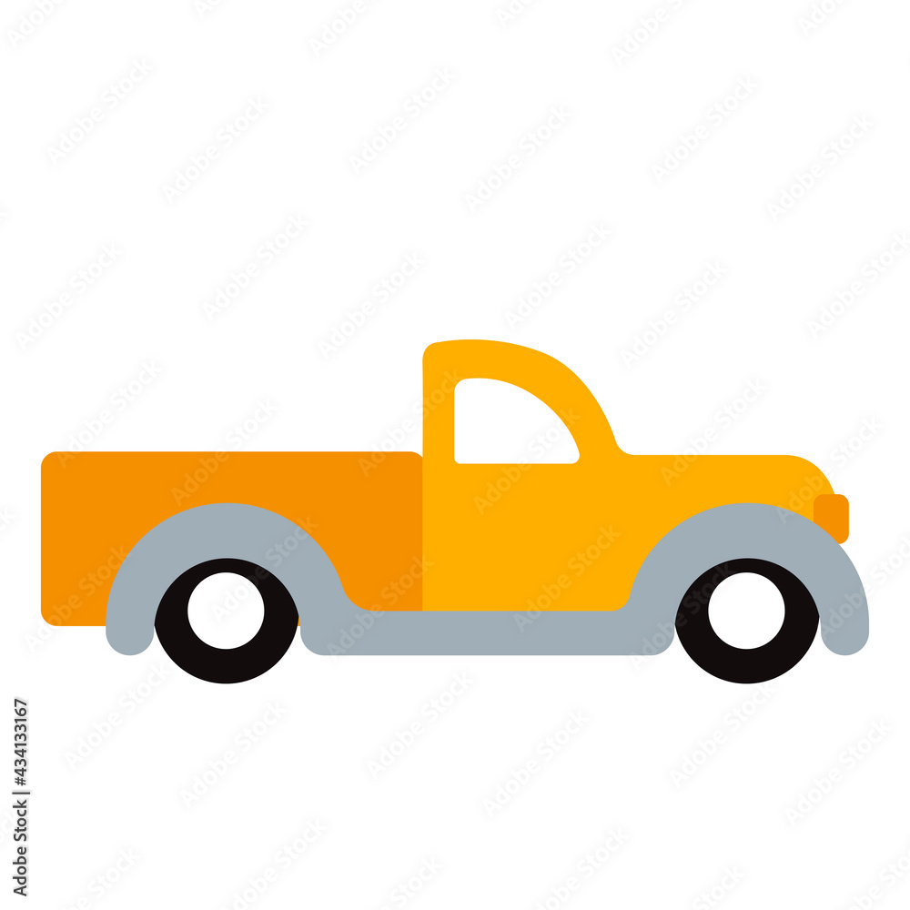 Yellow Pickup truck vector art illustration