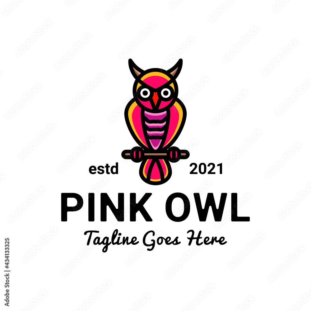 Simple Mascot Vector Logo Design of Owl in Color pink Simple Mascot Vector Logo Design of Owl in Color pink