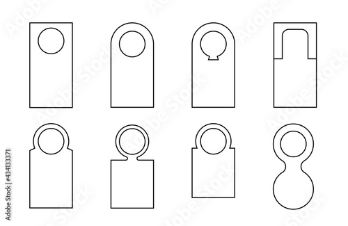 Bottle neck hang tag outline icon set. Clipart image isolated on white background