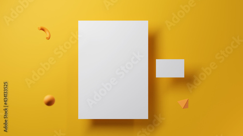 Letter and business card mockup 3d render