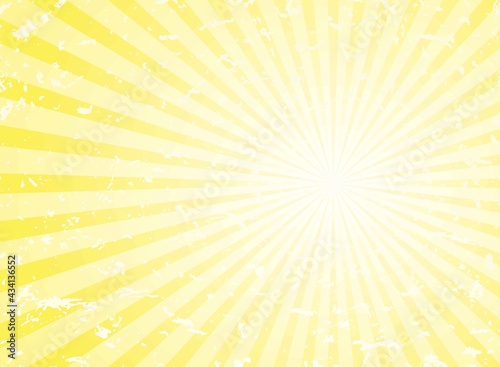 Sunlight retro grunge background. yellow color burst background. Vector illustration.