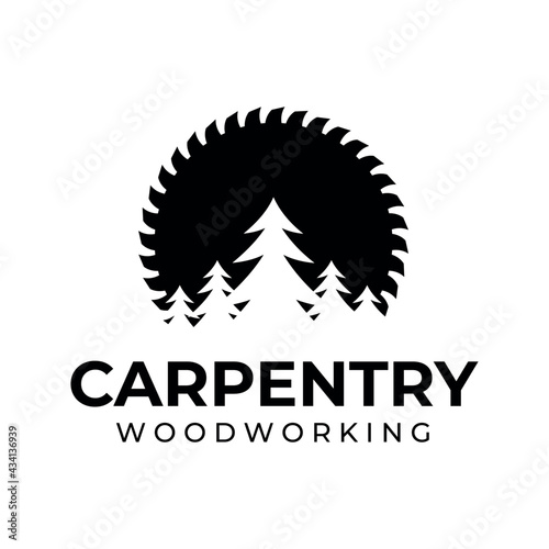 Wood Industries Company carpenter logo vector illustration design
