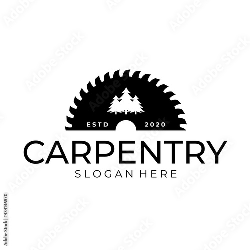 Wood Industries Company carpenter vintage logo vector illustration design