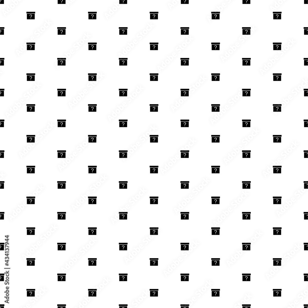 Square seamless background pattern from geometric shapes. The pattern is evenly filled with black gift box with a question symbols. Vector illustration on white background Square seamless background pattern from geometric shapes. The pattern is evenly filled with black gift box with a question symbols. Vector illustration on white background