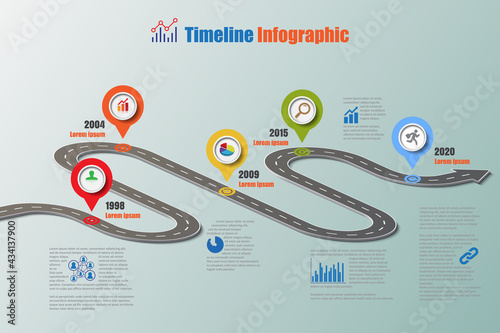 Business roadmap timeline infographic icons designed for abstract background template element modern diagram process web pages technology digital marketing data presentation chart Vector illustration