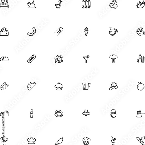 icon vector icon set such as: fastfood, flat design icons, 6 pack, poultry, mollusk, bold, handmade, tagliatelle, immune, street, dairy, rigatoni pasta shape, spoon, microorganism, anti, raw, mold
