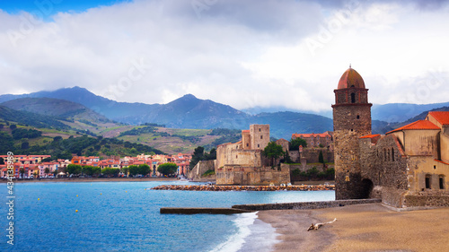 Fotografie View of coastal village Collioure at south of France at spring day