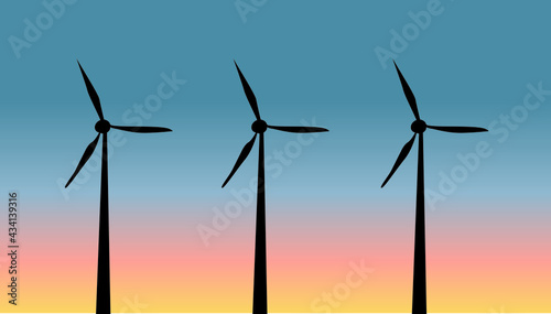 Offshore wind energy farm illustration. 