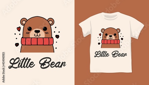 Cool and cute polar bear illustration shirt design for kid
