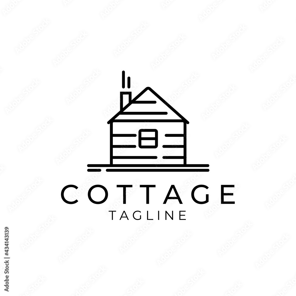 cottage or cabin logo line art minimalist vector design illustration