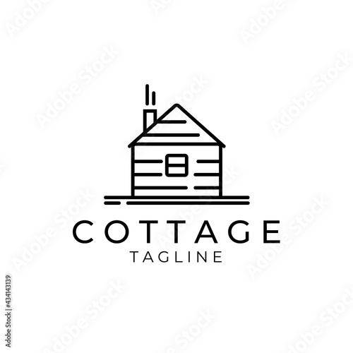 cottage or cabin logo line art minimalist vector design illustration