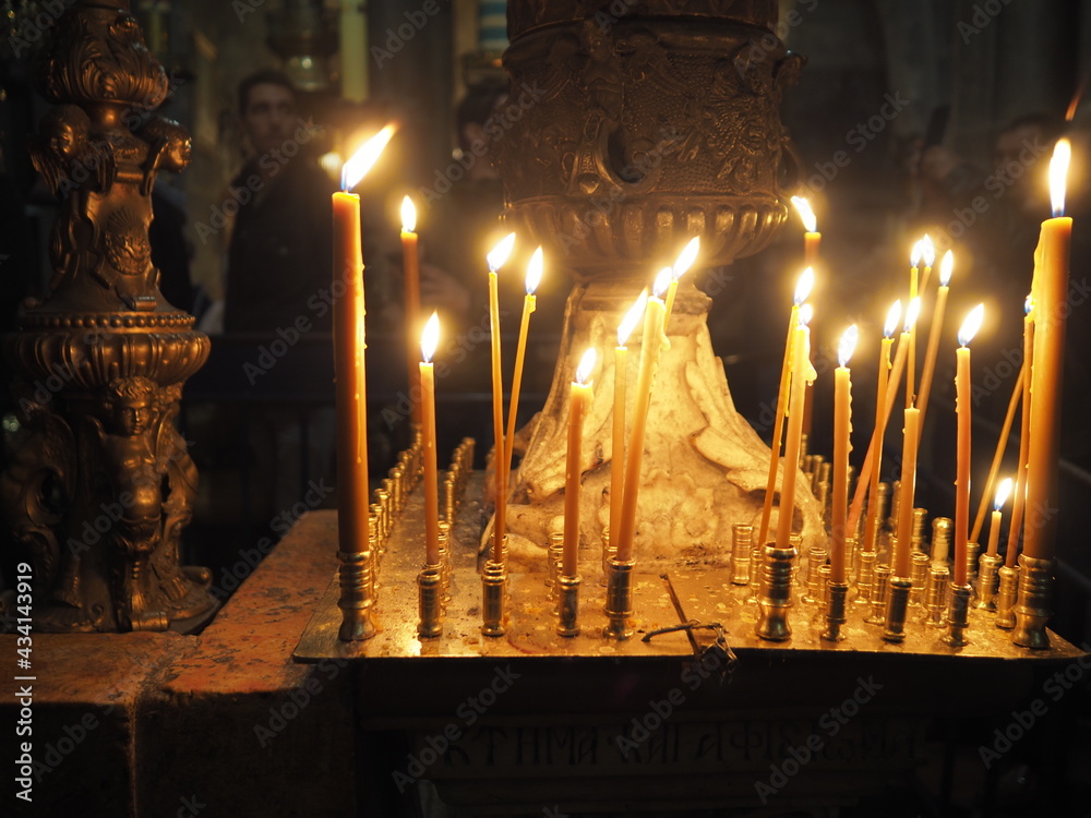Fototapeta Candles in the Holy Sepulchre in Jerusalem