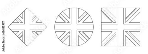 uk flag outline set. vector illustration isolated on white background