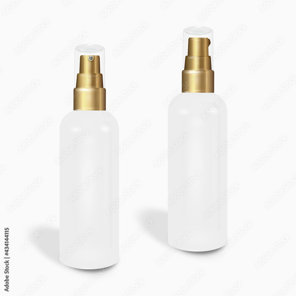 Cosmetic bottle can sprayer container. Dispenser for cream, soups, and other cosmetics With lid and without. Template realistic For Mock up Your Design. vector illustration. Cosmetic bottle can sprayer container. Dispenser for cream, soups, and other cosmetics With lid and without. Template realistic For Mock up Your Design. vector illustration.
