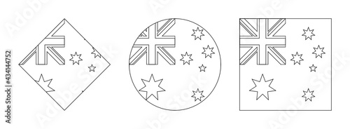 australia flag outline set. vector illustration isolated on white background